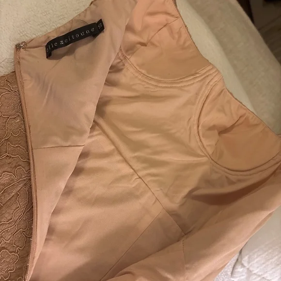 Elle Zeitoune Dresses | Elle Zeitoune Midi Dress | Color: Cream/Tan | Size: 10 | Prettyxommy45'S Closet